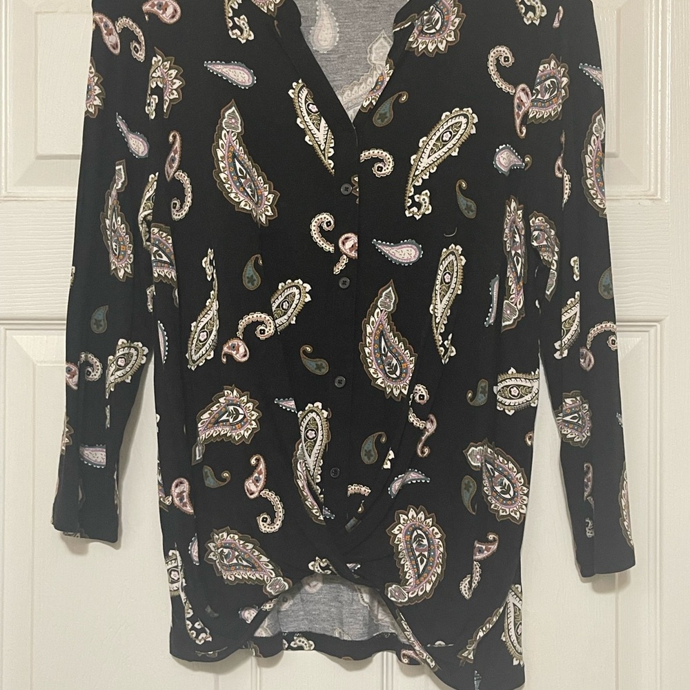 LOFT Black Paisley Blouse